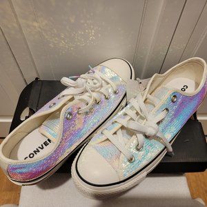 Chuck Taylor All Star Lift Low Top Iridescent Sequin Platform Size 10